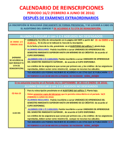 CALENDARIO DE REINSCRIPCIONES