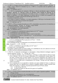 Problemas de Selectividad 2&ordm; Bach Qu&iacute;mica