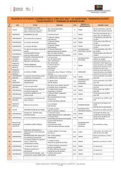 Actividades - Conservatorio Superior de M&uacute;sica &Oacute;scar Espl&aacute; de