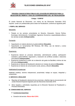 Convocatoria Bajo Locaci&oacute;n de Servicios