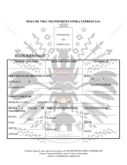 HOJA DE VIDA TRANSPORTES ONIKA EXPRESS SAS. 3 DATOS