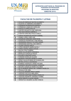 Lista de aspirantes aceptados a ingresar al Programa de Maestr&iacute;a