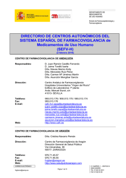 Directorio de Centros Auton&oacute;micos de Farmacovigilancia