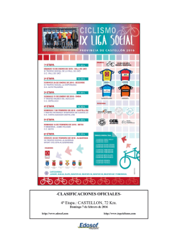 -CLASIFICACIONES OFICIALES- 4&ordf; Etapa.: CASTELLON