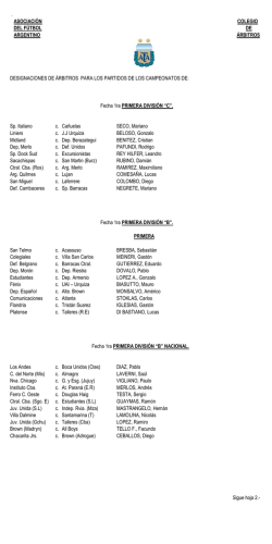 asociaci&oacute;n colegio del f&uacute;tbol de argentino &aacute;rbitros designaciones de