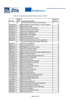 P&aacute;gina 1 de 16 NIF / NIE C&oacute;digo plaza Universidad de destino