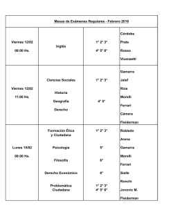 Mesas de Ex&aacute;menes Regulares - Febrero 2016 C&oacute;rdoba Viernes 12
