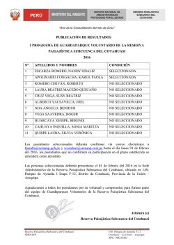 PUBLICACI&Oacute;N DE RESULTADOS I PROGRAMA DE