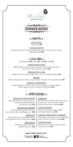 &bull; SALADS &bull; &bull; SOUPS &bull; &bull; APPETIZERS &bull;