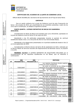 listado definitivo becas guarder&iacute;a 2015/2016