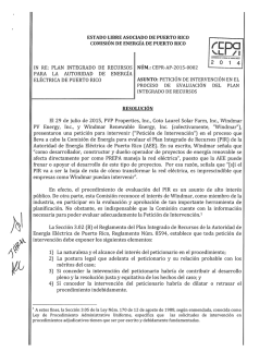 Resoluci&oacute;n. - Comisi&oacute;n de Energ&iacute;a de Puerto Rico