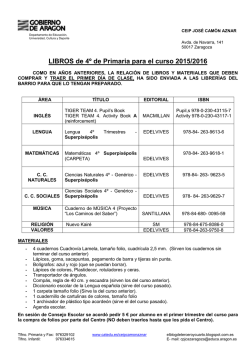 Libros 4&ordm; Ed. Primaria - CEIP Jos&eacute; Cam&oacute;n Aznar