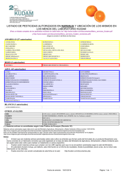 LISTADO DE PESTICIDAS AUTORIZADOS EN NARANJA