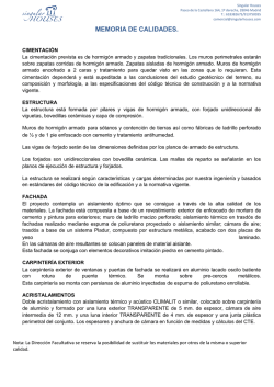 MEMORIA DE CALIDADES.