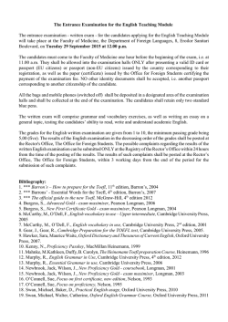 The Entrance Examination for the English Teaching