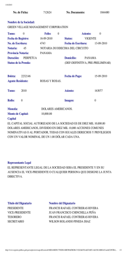 GREEN VILLAGE MANAGEMENT CORPORATION / Ficha