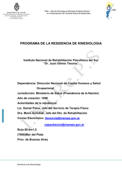 PROGRAMA DE LA RESIDENCIA DE KINESIOLOGIA