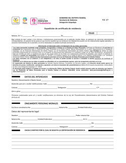 VU 17 Expedici&oacute;n de certificado de residencia FOLIO DATOS DEL