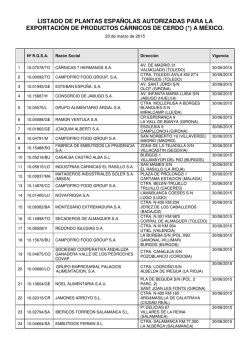 listado de plantas espa&ntilde;olas autorizadas para la