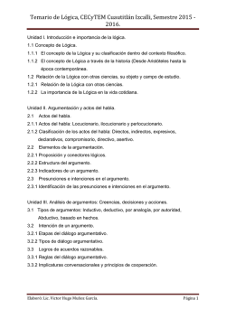 Temario de L&oacute;gica, CECyTEM Cuautitl&aacute;n Izcalli, Semestre 2015