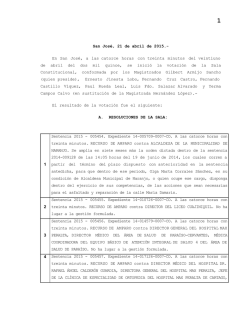 San Jos&eacute;, 21 de abril de 2015.- En San Jos&eacute;, a las catorce horas