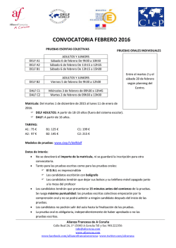 CONVOCATORIA FEBRERO 2016 - Alianza Francesa A Coru&ntilde;a