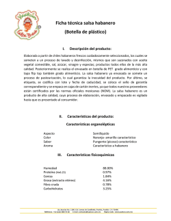 Ficha t&eacute;cnica salsa habanero (Botella de pl&aacute;stico)