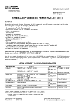 Libros 1&ordm; Ed. Primaria - CEIP Jos&eacute; Cam&oacute;n Aznar