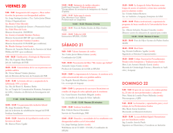 S&Aacute;BADO 21 VIERNES 20 DOMINGO 22