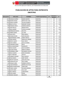 PUBLICACION DE APTOS PARA ENTREVISTA OBSTETRIZ