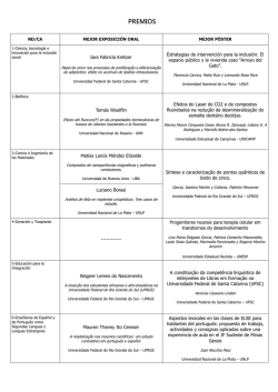 Premiaciones: exposiciones orales y posters.