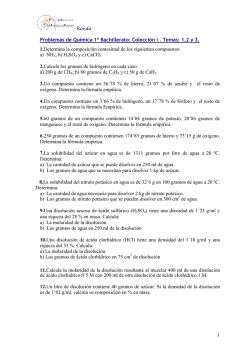 Problemas de Qu&iacute;mica 1&ordm; Bachillerato: Colecci&oacute;n I