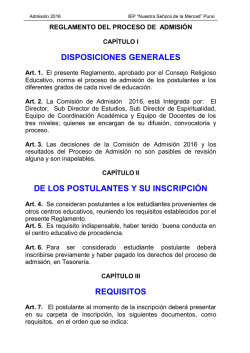 requisitos - iep "nuestra se&ntilde;ora de la merced" puno