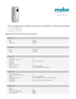 especificaciones t&eacute;cnicas del producto nevera in