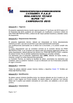 categor&iacute;a pako reglamento t&eacute;cnico super &ldquo;a&rdquo; campeonato 2015
