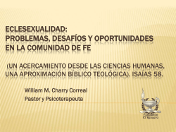 ECLESEXUALIDAD: PROBLEMAS, DESAF&Iacute;OS Y OPORTUNIDADES.