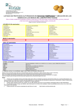 listado de pesticidas autorizados en patatas tempranas y