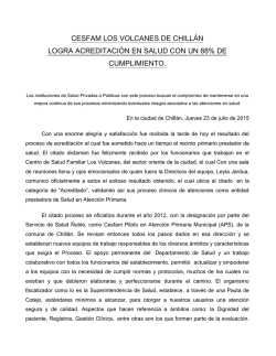 CESFAM LOS VOLCANES DE CHILL&Aacute;N LOGRA ACREDITACI&Oacute;N