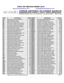 LISTA DE PRECIOS ENERO 2016