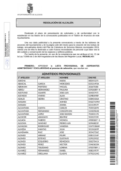 Listado provisional de Admitidos y Excluidos al proceso