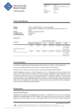 University of the Balearic Islands Teaching guide