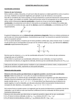 GEOMETR&Iacute;A ANAL&Iacute;TICA EN EL PLANO Coordenadas cartesianas