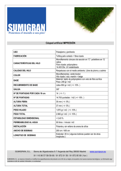 C&eacute;sped artificial - ficha t&eacute;cnica