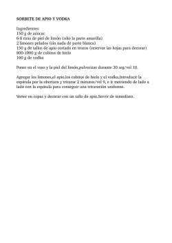 SORBETE DE APIO Y VODKA Ingredientes: 150 g de az&uacute;car. 68