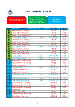 LLISTAT LLIBRES CURS 15-16 - Colegio Pureza de Mar&iacute;a Sant Cugat