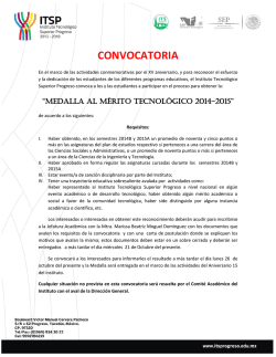 Convocatoria Medalla al M&eacute;rito Tecnol&oacute;gico 2015