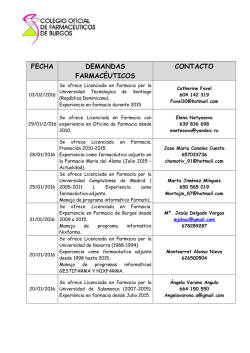 FECHA DEMANDAS FARMAC&Eacute;UTICOS CONTACTO