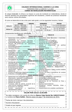 COLEGIO INTERNACIONAL CAMINO A LA CIMA CURSO DE