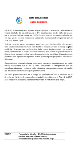 LISTAS DE LIBROS - Bienvenidos Colegio Glenn Doman