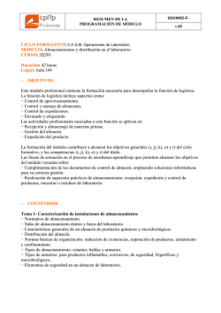 M&Oacute;DULO: Almacenamiento y distribuci&oacute;n en el laboratorio CURSO